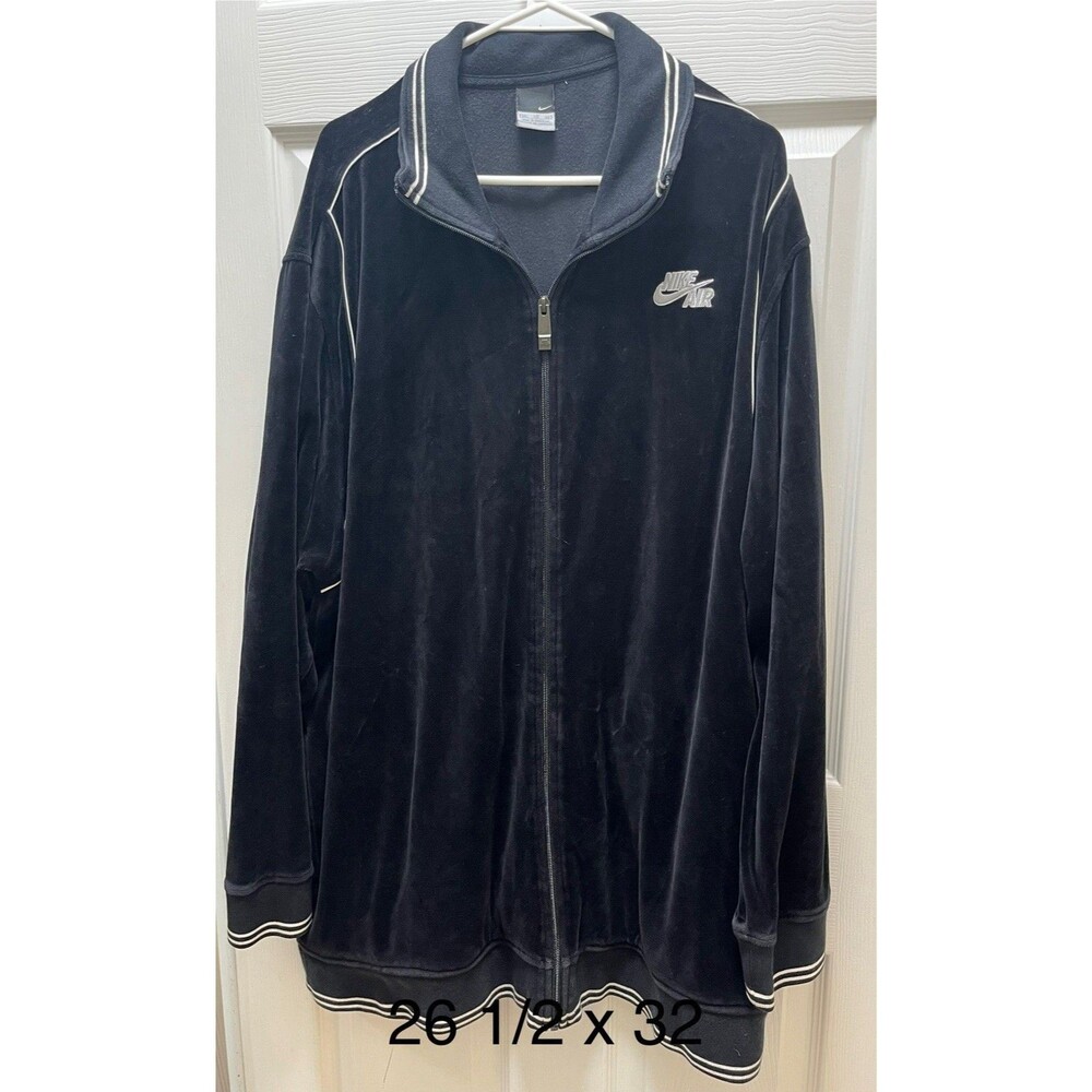 Nike Air Track Jacket XXL Black Full Zip Swoosh Oversized Y2K Mens